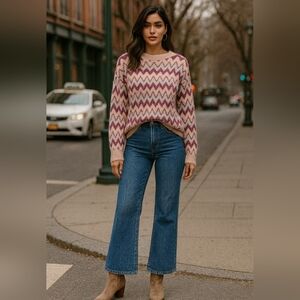 New! Forever 21 Pink and Purple Zigzag Women's Sweater